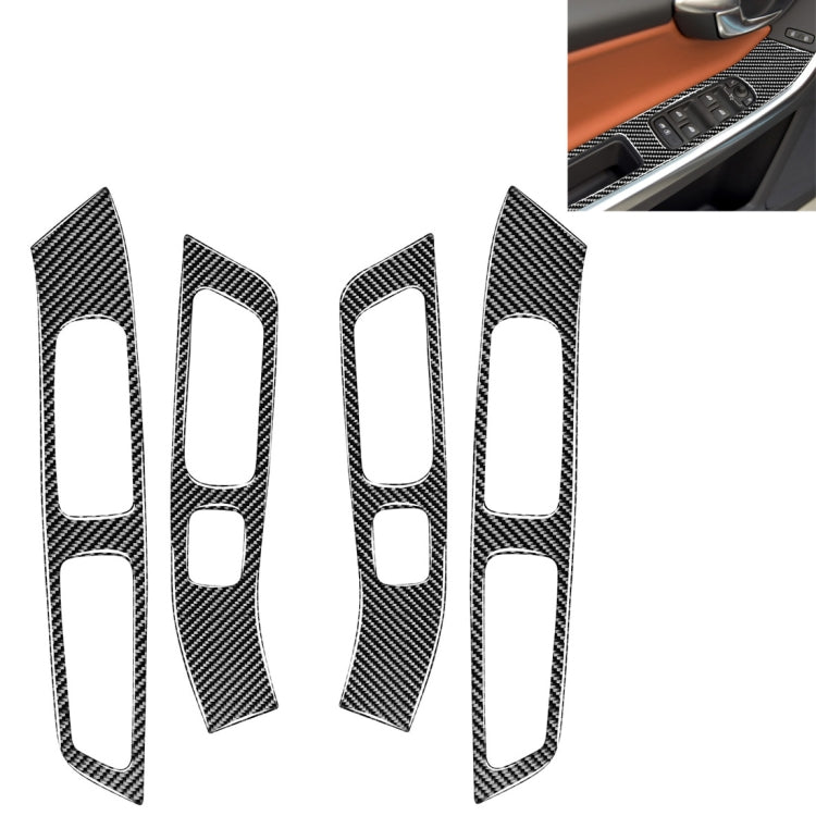 4 PCS Car Carbon Fiber Window Lifting Panel Decorative Stickers for Volvo V60 2010-2017 / S60 2010-2018, Left and Right Drive Universal - Car Interior Mouldings by PMC Jewellery | Online Shopping South Africa | PMC Jewellery | Buy Now Pay Later Mobicred