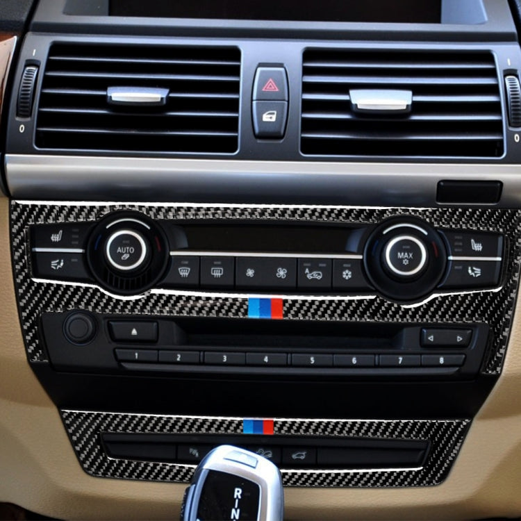 2 in 1 Car Carbon Fiber Tricolor Air Conditioner Set Decorative Sticker for BMW E70 X5 2008-2013 / E71 X6 2009-2014, Left and Right Drive Universal - Car Interior Mouldings by PMC Jewellery | Online Shopping South Africa | PMC Jewellery