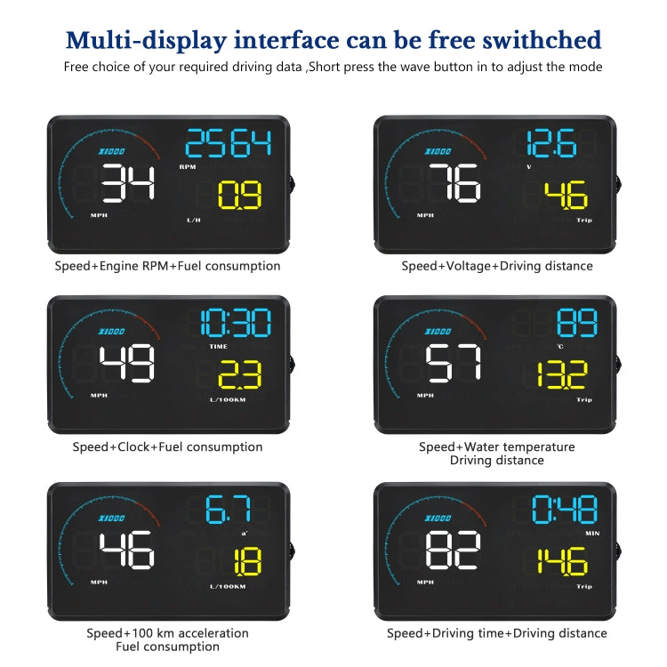 A9 5.5 inch Universal Car OBD2 HUD Vehicle-mounted Head Up Display (Blue) - Head Up Display System by PMC Jewellery | Online Shopping South Africa | PMC Jewellery | Buy Now Pay Later Mobicred