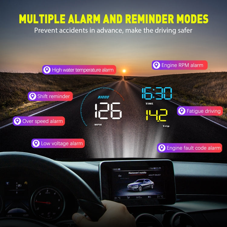 A9 5.5 inch Universal Car OBD2 HUD Vehicle-mounted Head Up Display (Blue) - Head Up Display System by PMC Jewellery | Online Shopping South Africa | PMC Jewellery | Buy Now Pay Later Mobicred