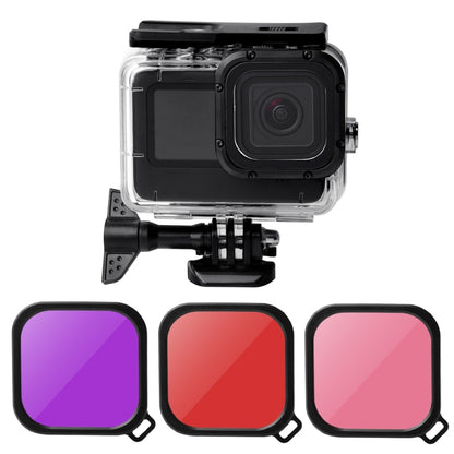 Waterproof Case + Touch Back Cover + Color Lens Filter for GoPro HERO10 Black / HERO9 Black (Red) - Waterproof Cases by PMC Jewellery | Online Shopping South Africa | PMC Jewellery | Buy Now Pay Later Mobicred