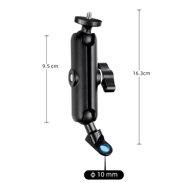 9.0cm Connecting Rod 20mm Ball Head Motorcycle Rearview Mirror Screw Hole Fixed Mount Holder with Tripod Adapter & Screw for GoPro Hero12 Black / Hero11 /10 /9 /8 /7 /6 /5, Insta360 Ace / Ace Pro, DJI Osmo Action 4 and Other Action Cameras(Black) - Bicycle Handlebar Mount by PMC Jewellery | Online Shopping South Africa | PMC Jewellery | Buy Now Pay Later Mobicred