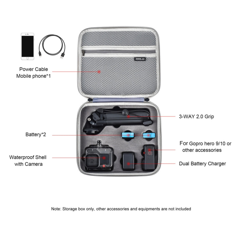 STARTRC Portable Shockproof Waterproof PU Case for GoPro Hero11 Black / HERO10 Black / HERO9 Black (Grey) - Carry Cases by STARTRC | Online Shopping South Africa | PMC Jewellery | Buy Now Pay Later Mobicred