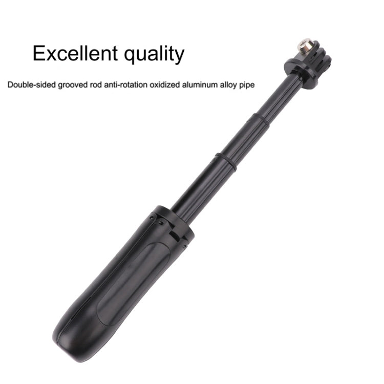 Multi-functional Foldable Tripod Holder Selfie Monopod Stick for GoPro Hero12 Black / Hero11 /10 /9 /8 /7 /6 /5, Insta360 Ace / Ace Pro, DJI Osmo Action 4 and Other Action Cameras, Length: 12-23cm (Black) - Extendable Pole by PMC Jewellery | Online Shopping South Africa | PMC Jewellery