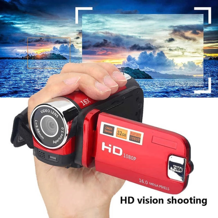 16X Digital Zoom HD 16 Million Pixel Home Travel DV Camera, UK Plug (Red) - Video Cameras by PMC Jewellery | Online Shopping South Africa | PMC Jewellery