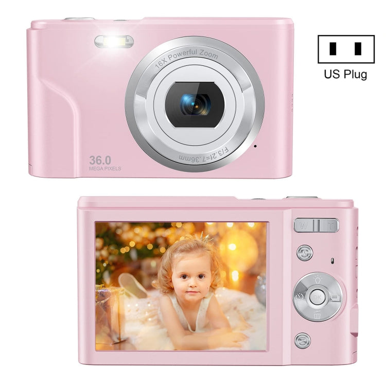 DC311 2.4 inch 36MP 16X Zoom 2.7K Full HD Digital Camera Children Card Camera, US Plug(Pink) - Children Cameras by PMC Jewellery | Online Shopping South Africa | PMC Jewellery | Buy Now Pay Later Mobicred