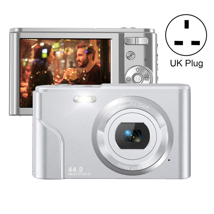 DC302 2.88 inch 44MP 16X Zoom 2.7K Full HD Digital Camera Children Card Camera, UK Plug (Silver) - Children Cameras by PMC Jewellery | Online Shopping South Africa | PMC Jewellery | Buy Now Pay Later Mobicred