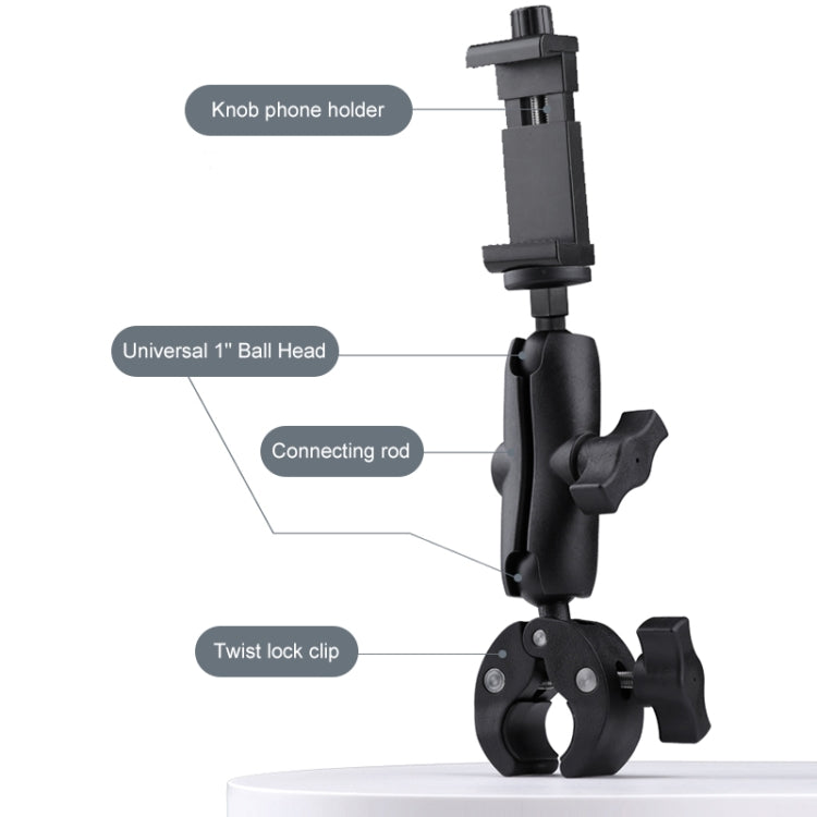 360 Rotation Adjustable Action Camera Bike Motorcycle Handlebar Holder with Phone Clamp (Black) - Bicycle Handlebar Mount by PMC Jewellery | Online Shopping South Africa | PMC Jewellery | Buy Now Pay Later Mobicred