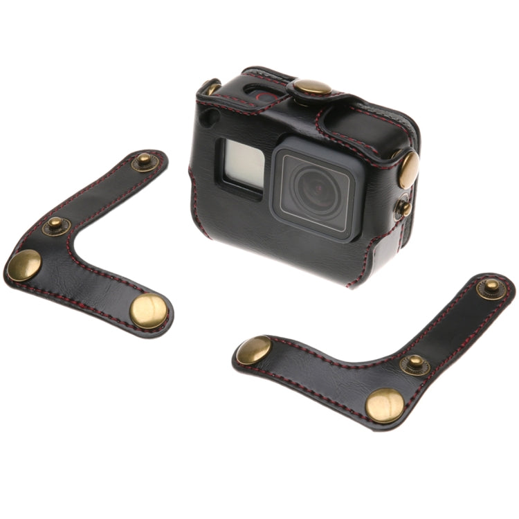 For GoPro HERO7 Black /6 /5  PU Leather Housing Case with Neck Strap & Buttons(Black) - Leather Cases by PMC Jewellery | Online Shopping South Africa | PMC Jewellery | Buy Now Pay Later Mobicred