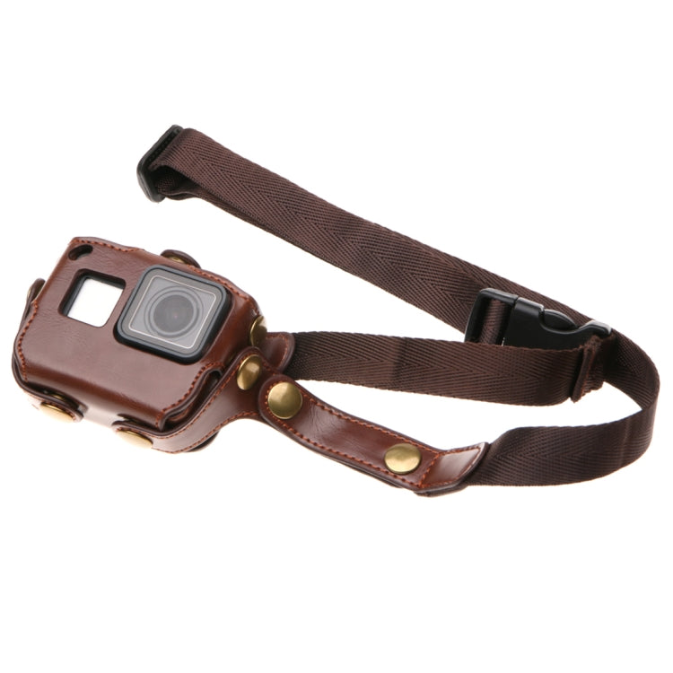 For GoPro HERO7 Black /6 /5  PU Leather Housing Case with Neck Strap & Buttons(Brown) - Leather Cases by PMC Jewellery | Online Shopping South Africa | PMC Jewellery | Buy Now Pay Later Mobicred