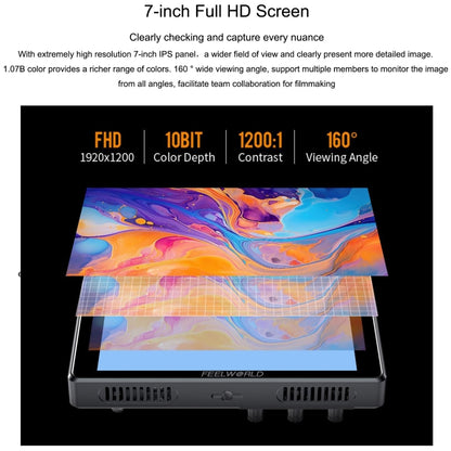 FEELWORLD S7 7-inch 12G-SDI HDMI2.0 Camera Field Monitor High Brightness1600nit Touchscreen (Black) - On-camera Monitors by FEELWORLD | Online Shopping South Africa | PMC Jewellery