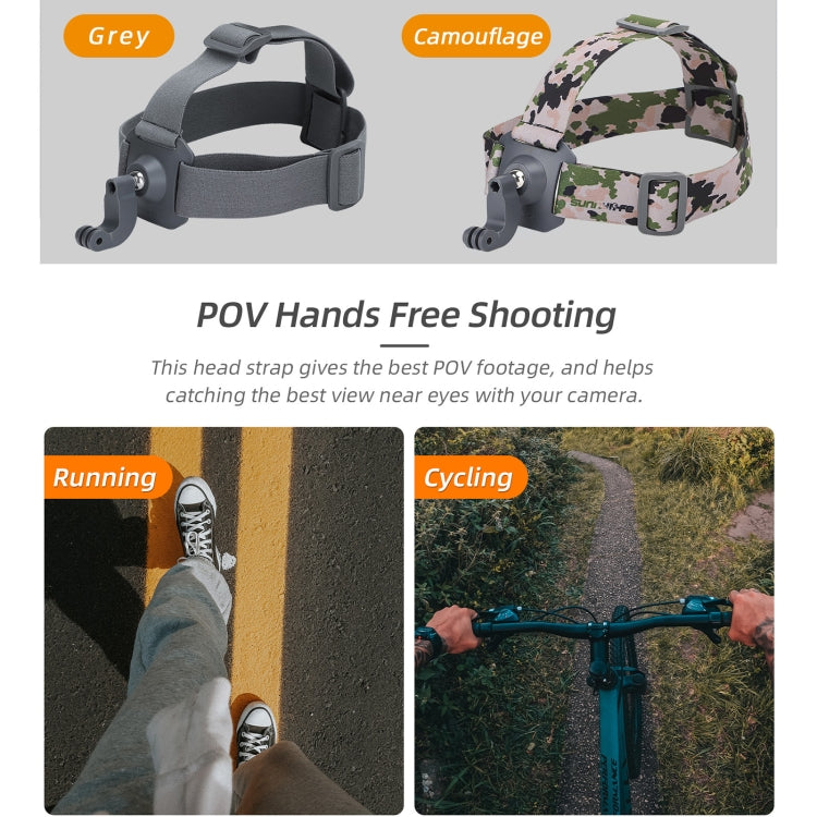 Sunnylife TD672 360 Rotation Adjustable Head Strap Vlog POV Mount Belt for GoPro, Insta360, DJI Osmo Action and Other Action Cameras  (Grey) - Head Belt by Sunnylife | Online Shopping South Africa | PMC Jewellery | Buy Now Pay Later Mobicred