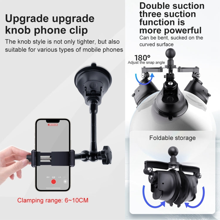 Dual-leg Suction Cup Articulating Friction Magic Arm Phone Clamp Mount (Black) - Holder by PMC Jewellery | Online Shopping South Africa | PMC Jewellery | Buy Now Pay Later Mobicred