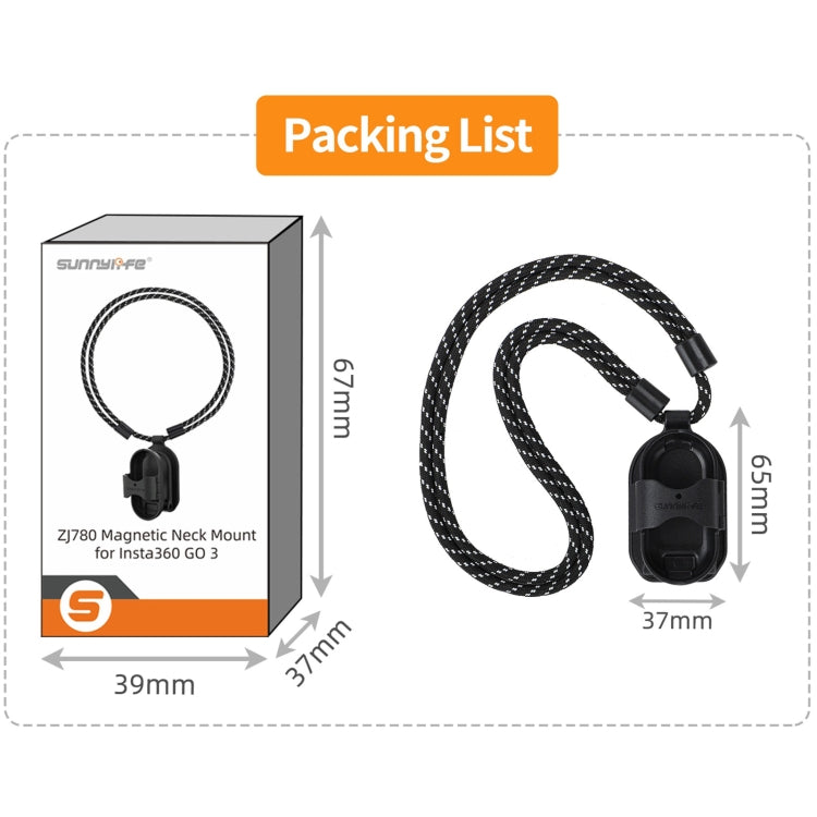 For Insta360 GO 3 Sunnylife Magnetic Neck Mount Chest Body Camera Necklace Lanyard POV Vlog Holder (Black) - Holder by Sunnylife | Online Shopping South Africa | PMC Jewellery | Buy Now Pay Later Mobicred