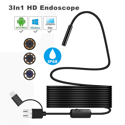 Y101 8mm Spiral Head 3 In 1 Waterproof Digital Endoscope Inspection Camera, Length: 2m Flexible Cable(Black) -  by PMC Jewellery | Online Shopping South Africa | PMC Jewellery | Buy Now Pay Later Mobicred