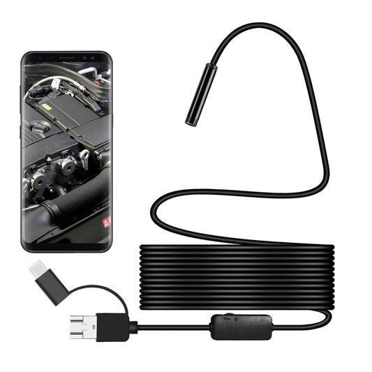 Y101 8mm Spiral Head 3 In 1 Waterproof Digital Endoscope Inspection Camera, Length: 5m Flexible Cable(Black) -  by PMC Jewellery | Online Shopping South Africa | PMC Jewellery | Buy Now Pay Later Mobicred