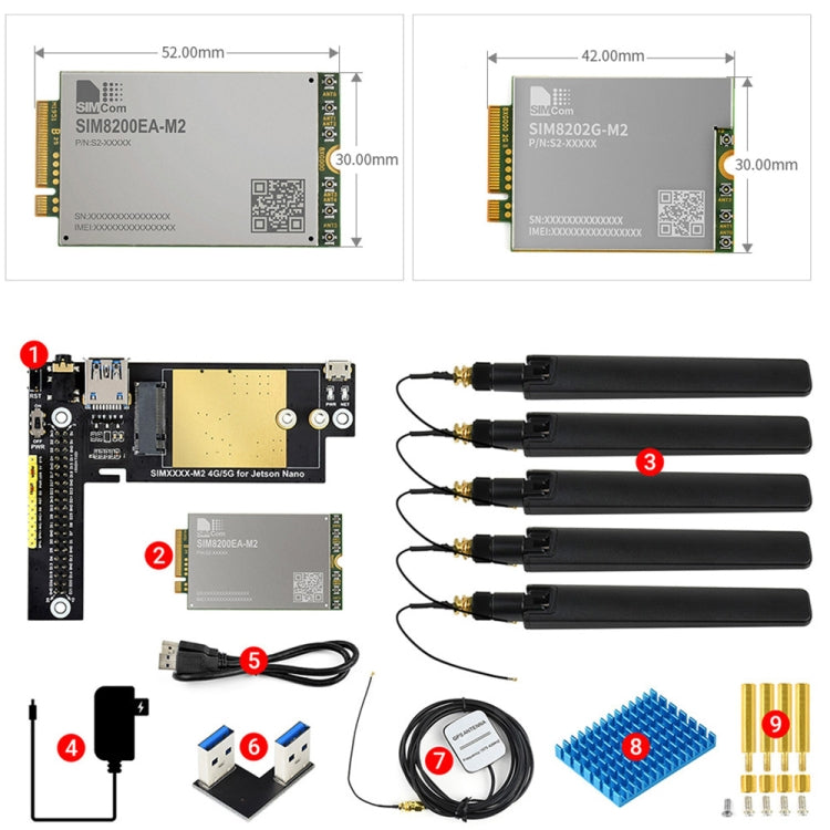 Waveshare SIM8200EA-M2 5G Snapdragon X55 Multi Mode Multi Band 5G/4G/3G Module Expand Board for Jetson Nano, US Plug - Modules Expansions Accessories by WAVESHARE | Online Shopping South Africa | PMC Jewellery | Buy Now Pay Later Mobicred