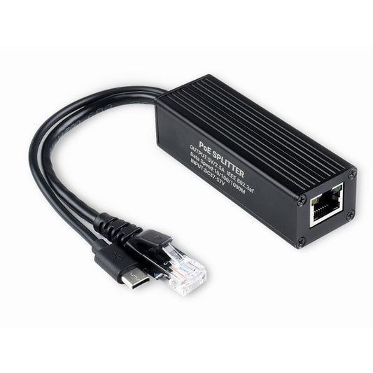 Waveshare Metal Case Gigabit PoE Splitter, 5V 2.5A Type-C Out - Modules Expansions Accessories by WAVESHARE | Online Shopping South Africa | PMC Jewellery | Buy Now Pay Later Mobicred