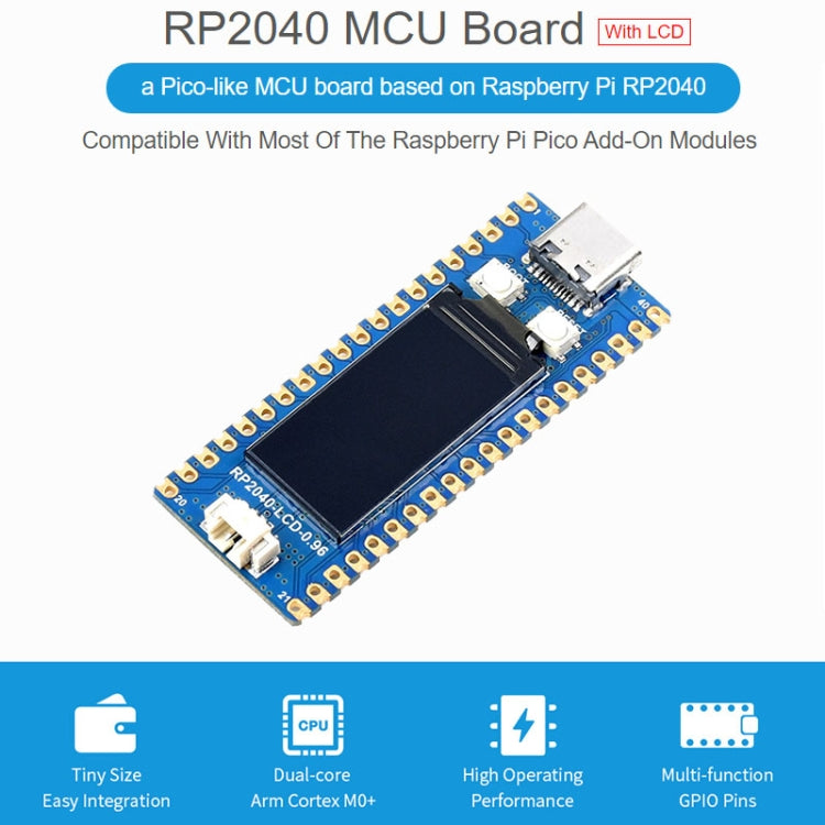 Waveshare RP2040-LCD-0.96 Pico-like MCU Board Based on Raspberry Pi MCU RP2040, with Pinheader - Modules Expansions Accessories by WAVESHARE | Online Shopping South Africa | PMC Jewellery | Buy Now Pay Later Mobicred