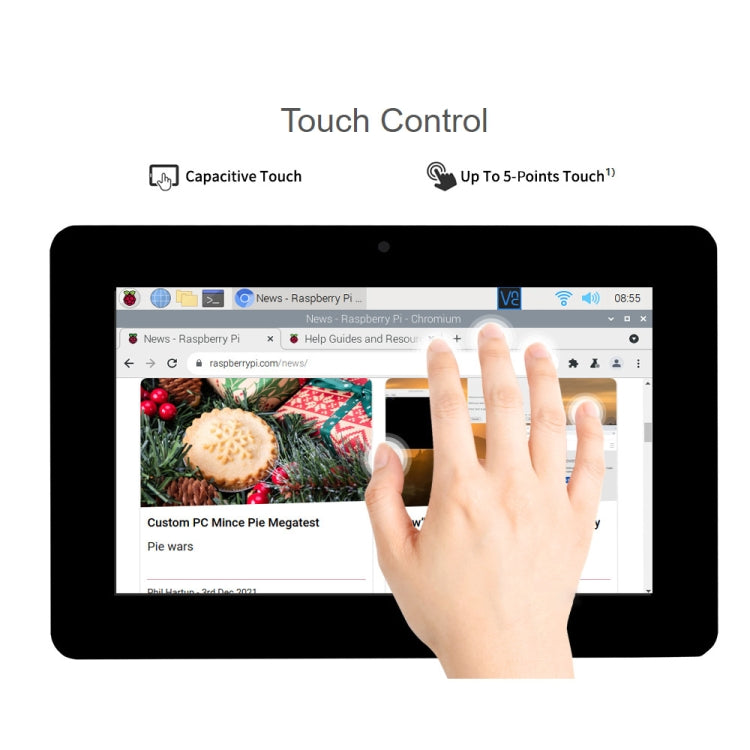 WAVESHARE 8 inch 800 x 480 Capacitive Touch Display for Raspberry Pi, DSI Interface - LCD & LED Display Module by WAVESHARE | Online Shopping South Africa | PMC Jewellery | Buy Now Pay Later Mobicred