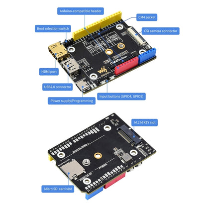 Waveshare Arduino Compatible Base Board for Raspberry Pi CM4 - Modules Expansions Accessories by WAVESHARE | Online Shopping South Africa | PMC Jewellery | Buy Now Pay Later Mobicred