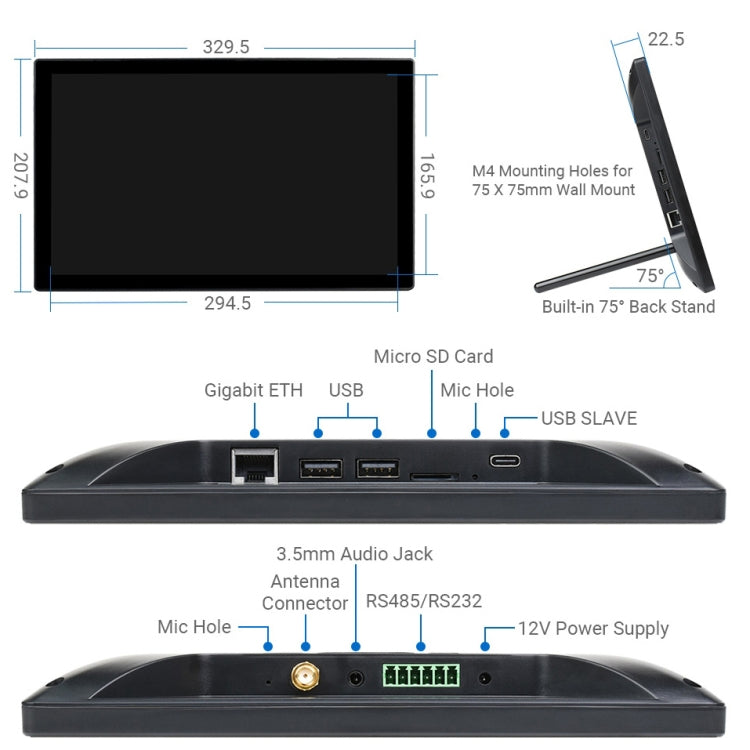 WAVESHARE Mini-Computer Powered by Raspberry Pi CM4 Touch Screen(US Plug) - LCD & LED Display Module by WAVESHARE | Online Shopping South Africa | PMC Jewellery | Buy Now Pay Later Mobicred