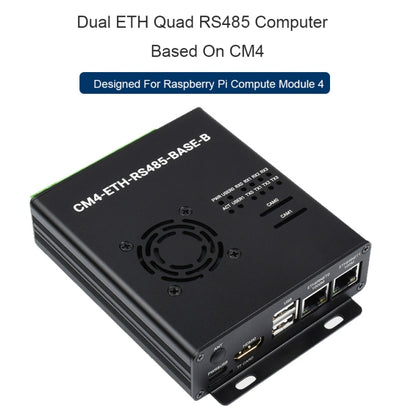 Waveshare Dual ETH Mini-Computer for Raspberry Pi CM4, Gigabit Ethernet, 4CH Isolated RS485(US Plug) - Mini PC Accessories by WAVESHARE | Online Shopping South Africa | PMC Jewellery | Buy Now Pay Later Mobicred