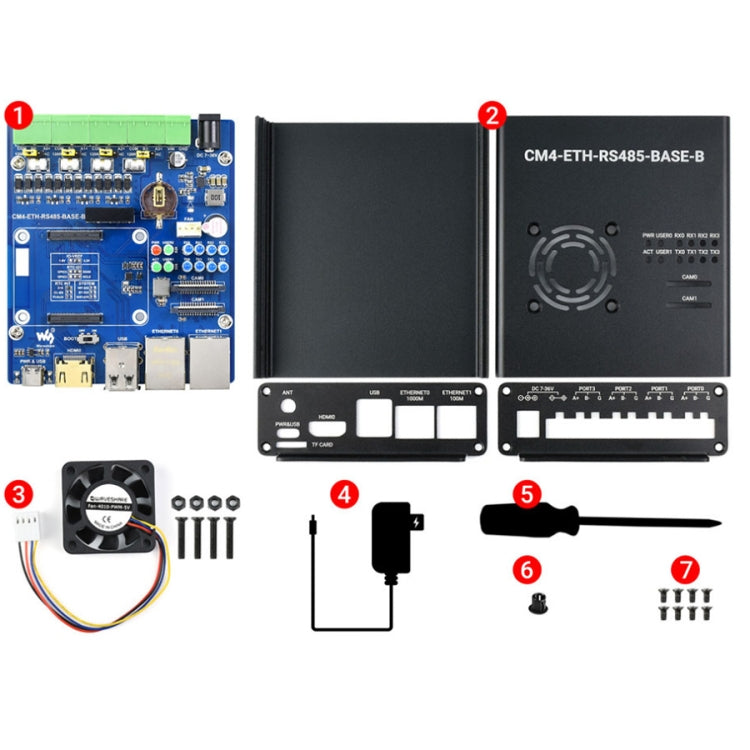 Waveshare Dual ETH Mini-Computer for Raspberry Pi CM4, Gigabit Ethernet, 4CH Isolated RS485(EU Plug) - Mini PC Accessories by WAVESHARE | Online Shopping South Africa | PMC Jewellery | Buy Now Pay Later Mobicred