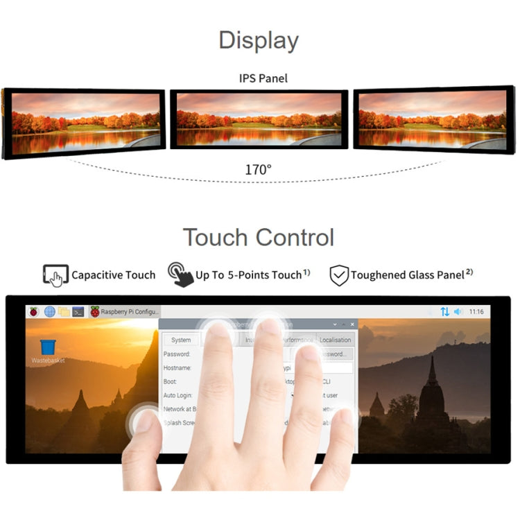 WAVESHARE 7.9 inch Capacitive Touch Display For Raspberry Pi, 400 x 1280, IPS, DSI Interface - LCD & LED Display Module by WAVESHARE | Online Shopping South Africa | PMC Jewellery | Buy Now Pay Later Mobicred