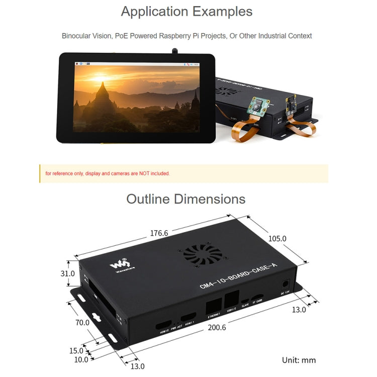 Waveshare Metal Box A for Raspberry Pi CM4 IO Board, with Cooling Fan - Modules Expansions Accessories by WAVESHARE | Online Shopping South Africa | PMC Jewellery | Buy Now Pay Later Mobicred