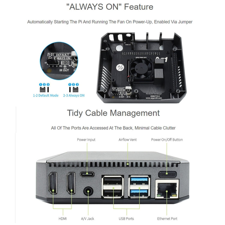 Waveshare Argon One Aluminum Case For Raspberry Pi 4, with Safe Power Button - Modules Expansions Accessories by WAVESHARE | Online Shopping South Africa | PMC Jewellery | Buy Now Pay Later Mobicred