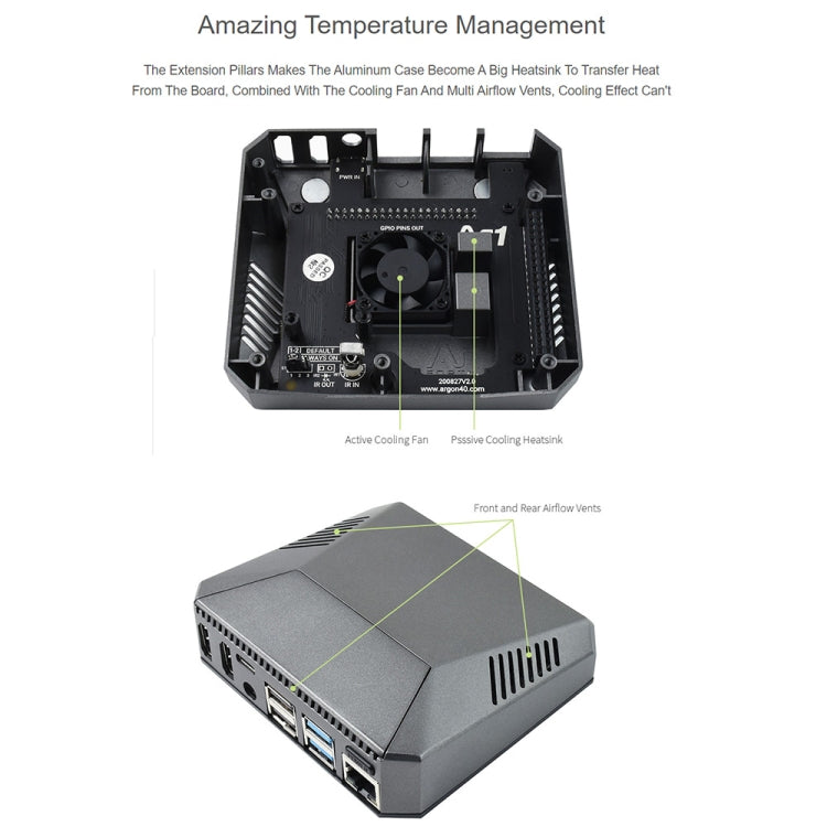 Waveshare Argon One Aluminum Case For Raspberry Pi 4, with Safe Power Button - Modules Expansions Accessories by WAVESHARE | Online Shopping South Africa | PMC Jewellery | Buy Now Pay Later Mobicred