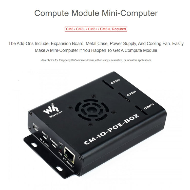 Waveshare Mini-Computer for Raspberry Pi CM(UK Plug) - Mini PC Accessories by PMC Jewellery | Online Shopping South Africa | PMC Jewellery | Buy Now Pay Later Mobicred