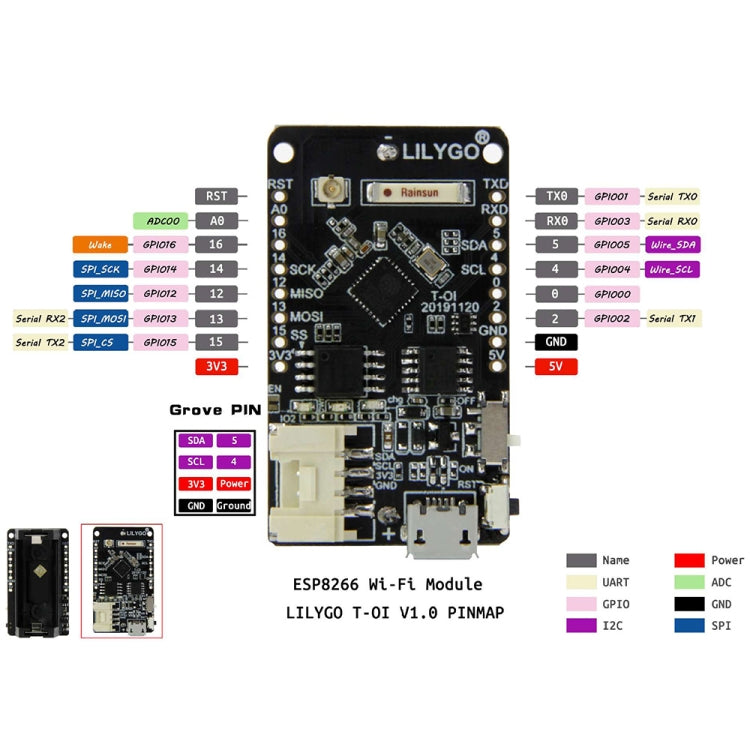 TTGO T-OI ESP8266 Chip Rechargeable 16340 Battery Holder Development Board - Module by TTGO | Online Shopping South Africa | PMC Jewellery | Buy Now Pay Later Mobicred