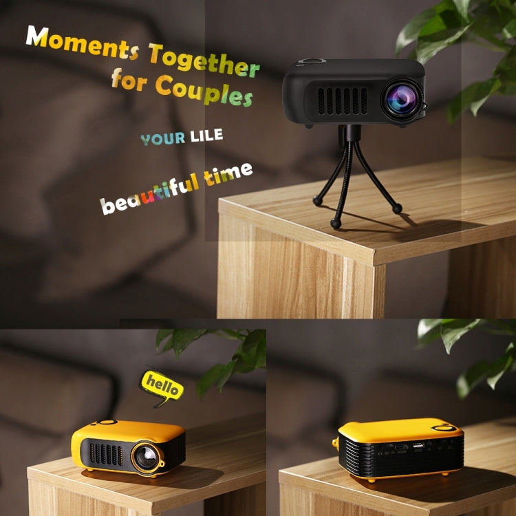 A2000 Portable Projector 800 Lumen LCD Home Theater Video Projector, Support 1080P, EU Plug (Yellow) - LED Projector by PMC Jewellery | Online Shopping South Africa | PMC Jewellery | Buy Now Pay Later Mobicred