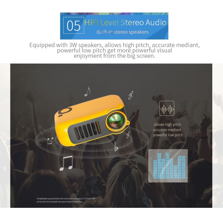 A2000 Portable Projector 800 Lumen LCD Home Theater Video Projector, Support 1080P, EU Plug (Black) - LED Projector by PMC Jewellery | Online Shopping South Africa | PMC Jewellery | Buy Now Pay Later Mobicred