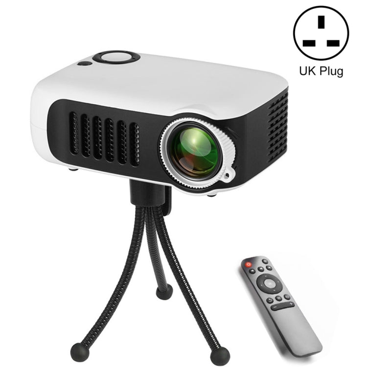 A2000 Portable Projector 800 Lumen LCD Home Theater Video Projector, Support 1080P, UK Plug (White) - LED Projector by PMC Jewellery | Online Shopping South Africa | PMC Jewellery | Buy Now Pay Later Mobicred