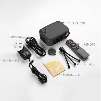 A2000 1080P Mini Portable Smart Projector Children Projector, AU Plug(Black) - Mini Projector by PMC Jewellery | Online Shopping South Africa | PMC Jewellery | Buy Now Pay Later Mobicred