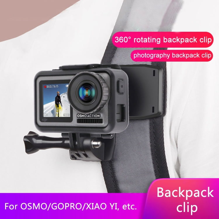RUIGPRO 360 Degree Rotation Backpack Rec-Mounts Clip Clamp Mount with Screw for GoPro HERO9 Black / HERO8 Black /7 /6 /5 /5 Session /4 Session /4 /3+ /3 /2 /1, DJI Osmo Action, Xiaoyi and Other Action Cameras(Black) -  by RUIGPRO | Online Shopping South Africa | PMC Jewellery | Buy Now Pay Later Mobicred