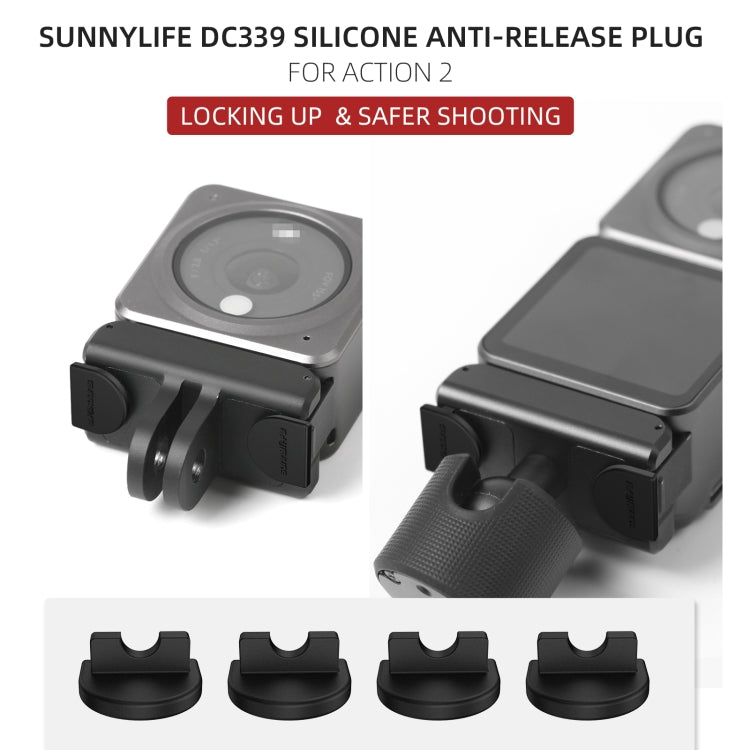 Sunnylife DC339 4 PCS Silicone Anti-release Plug for DJI Action 2 (Black) -  by Sunnylife | Online Shopping South Africa | PMC Jewellery | Buy Now Pay Later Mobicred