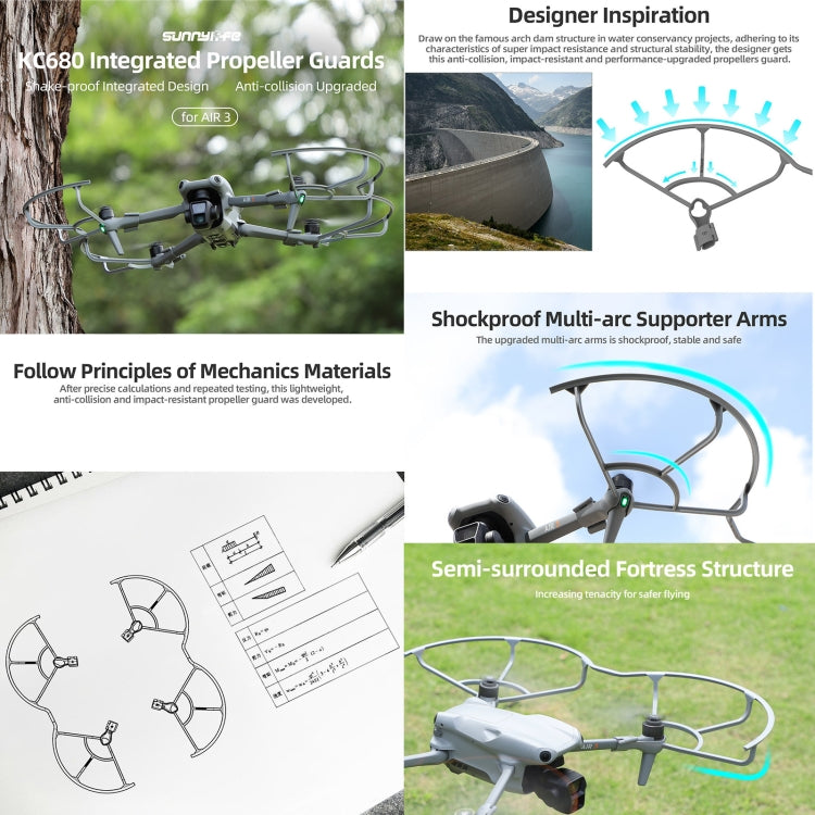 For DJI Air 3 Sunnylife KC680 Drone Propeller Protective Guard Anti-collision Ring (Grey) - Others by Sunnylife | Online Shopping South Africa | PMC Jewellery | Buy Now Pay Later Mobicred