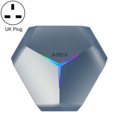 A95X F4 8K UHD Smart TV BOX Android 10.0 Media Player with Remote Control, Amlogic S905X4 Quad Core Cortex-A55 up to 2.0GHz, RAM: 2GB, ROM: 16GB, 2.4GHz/5GHz WiFi, Bluetooth, UK Plug((Metallic Blue)) - Amlogic S905 by PMC Jewellery | Online Shopping South Africa | PMC Jewellery | Buy Now Pay Later Mobicred