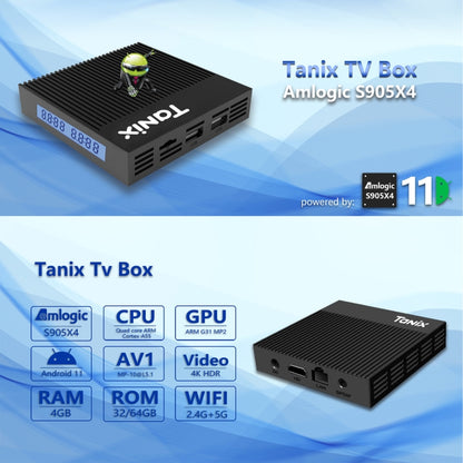Tanix X4 Android 11 Smart TV Box, Amlogic S905X4 Quad Core, 4GB+64GB, Dual Wifi, BT(EU Plug) - Amlogic S905 by PMC Jewellery | Online Shopping South Africa | PMC Jewellery | Buy Now Pay Later Mobicred