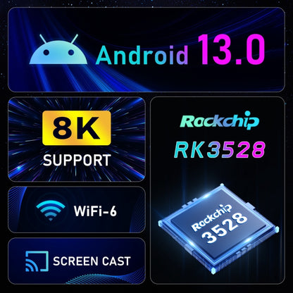 H96 Max 8K Ultra HD Smart TV Box Android 13.0 Media Player with Remote Control, RK3528 Quad-Core, 4GB+32GB(UK Plug) - RK3318 by PMC Jewellery | Online Shopping South Africa | PMC Jewellery | Buy Now Pay Later Mobicred