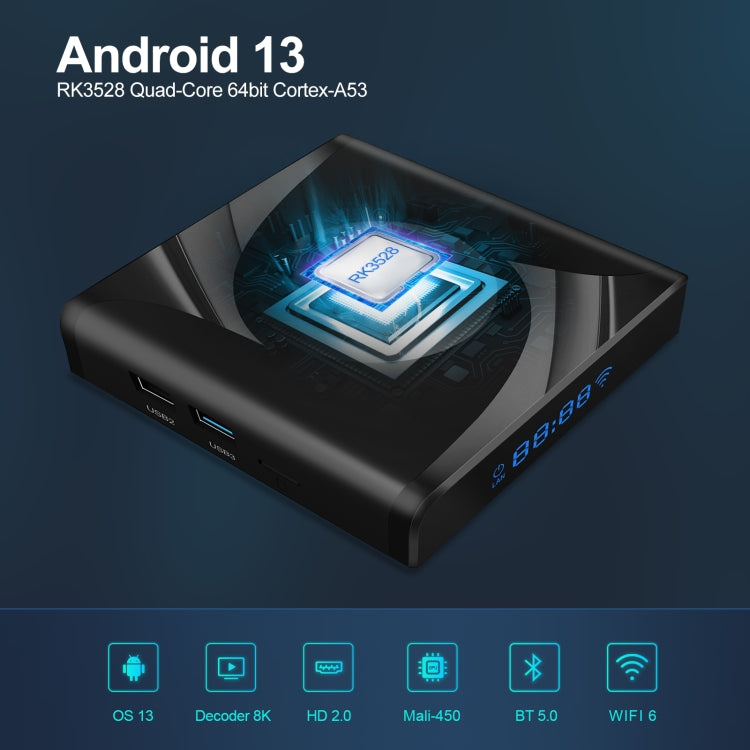 X88 Pro 13 Android 13.0 Smart TV Box with Remote Control, RK3528 Quad-Core, 4G+64GB (UK Plug) - Others by PMC Jewellery | Online Shopping South Africa | PMC Jewellery | Buy Now Pay Later Mobicred