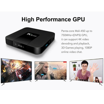 TX3 Mini 4K*2K Display HD Smart TV BOX Player with Remote Controller, Android 7.1 OS Amlogic S905W up to 2.0 GHz, Quad core ARM Cortex-A53, RAM: 2GB DDR3, ROM: 16GB, Supports WiFi & TF & AV In & DC In, US Plug(Black) - Amlogic S905 by PMC Jewellery | Online Shopping South Africa | PMC Jewellery | Buy Now Pay Later Mobicred