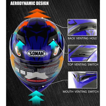 Soman 955 Skyeye Motorcycle Full / Open Face Bluetooth Helmet Headset Full Face, Supports Answer / Hang Up Calls(Pearl White) - Helmets by SOMAN | Online Shopping South Africa | PMC Jewellery | Buy Now Pay Later Mobicred