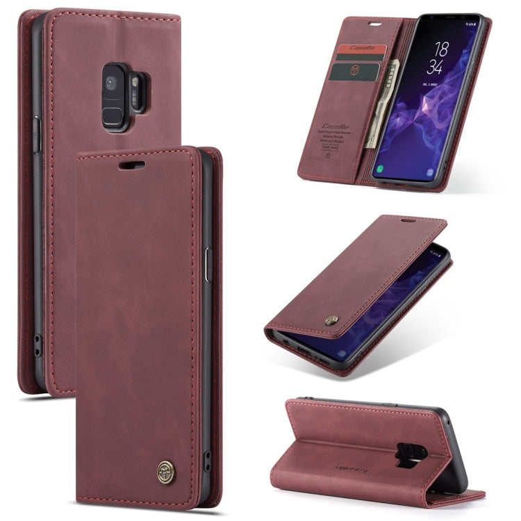 CaseMe-013 Multifunctional Retro Frosted Horizontal Flip Leather Case with Card Slot & Holder & Wallet for Galaxy S9(Wine Red) - Galaxy Phone Cases by CaseMe | Online Shopping South Africa | PMC Jewellery | Buy Now Pay Later Mobicred