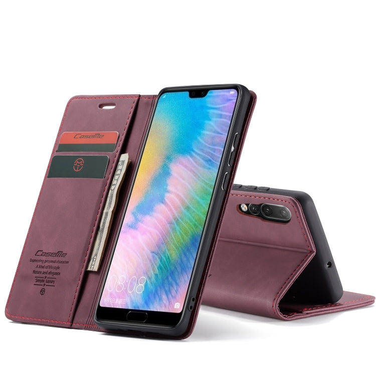 CaseMe-013 Multifunctional Horizontal Flip Leather Case with Card Slot & Holder for Huawei P20(Wine Red) - Huawei Cases by CaseMe | Online Shopping South Africa | PMC Jewellery | Buy Now Pay Later Mobicred