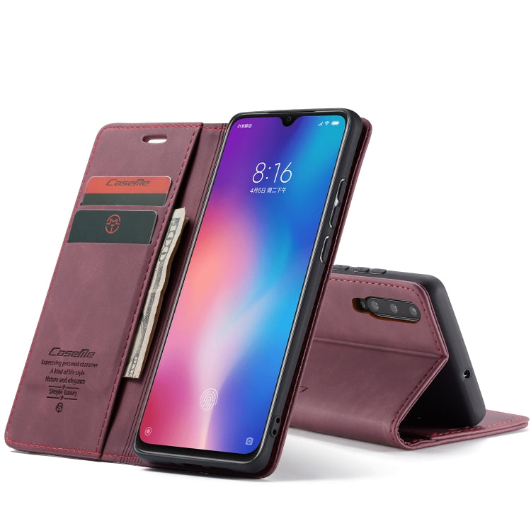 CaseMe-013 Multifunctional Horizontal Flip Leather Case with Card Slot & Holder for Xiaomi 9(Wine Red) - Xiaomi Cases by CaseMe | Online Shopping South Africa | PMC Jewellery | Buy Now Pay Later Mobicred